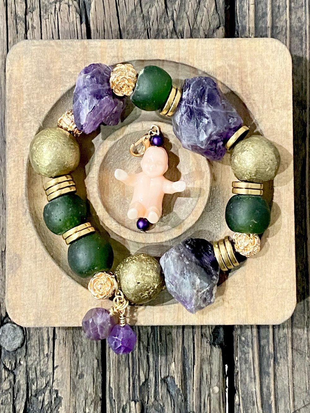 Chunky Mardi Gras Bracelet, Baroque Bracelet, Maximalist Bracelet